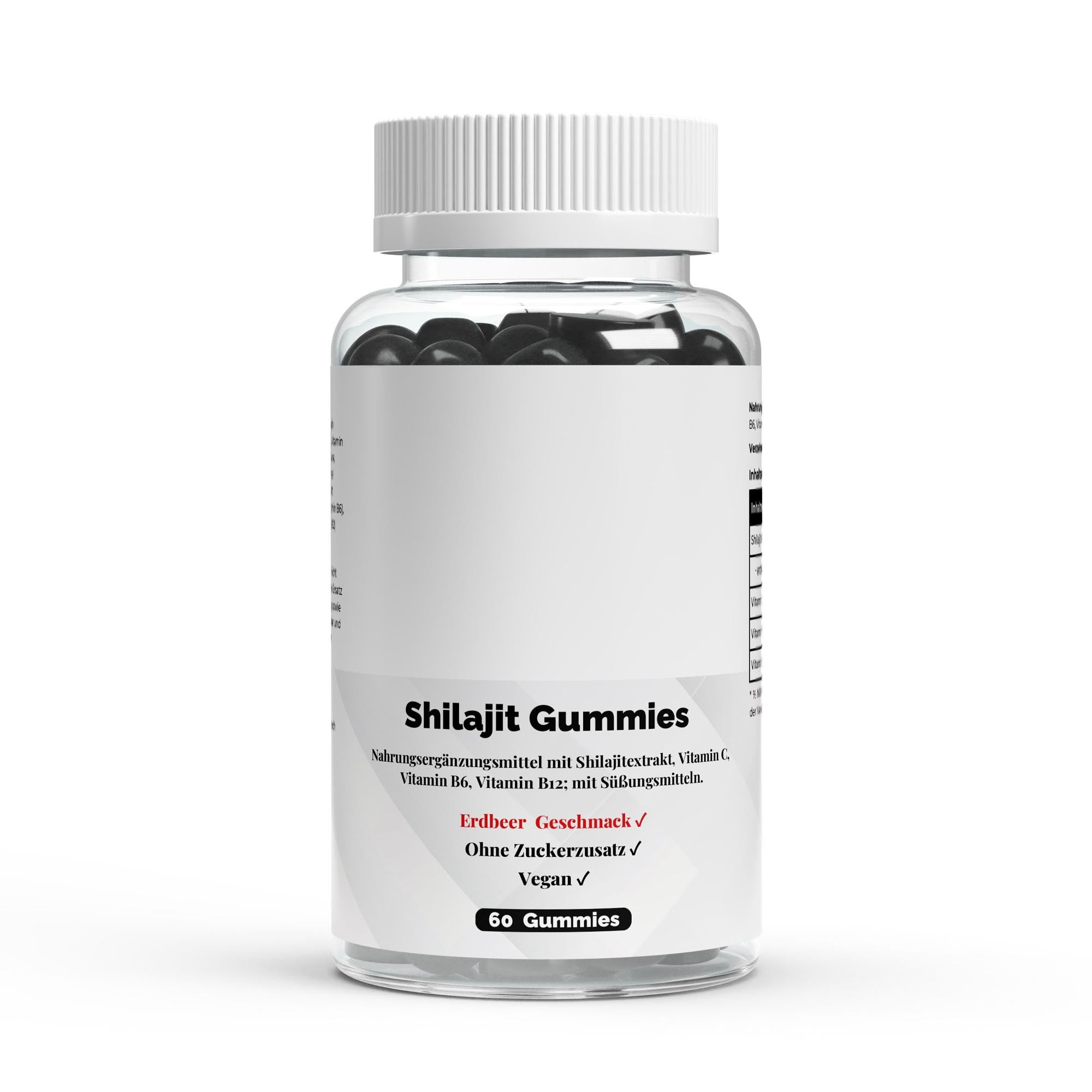 Shilajit Gummies + Vitamin C, B6 & B12 – Strawberry, 60 Vegan Gummies | Pure Natura