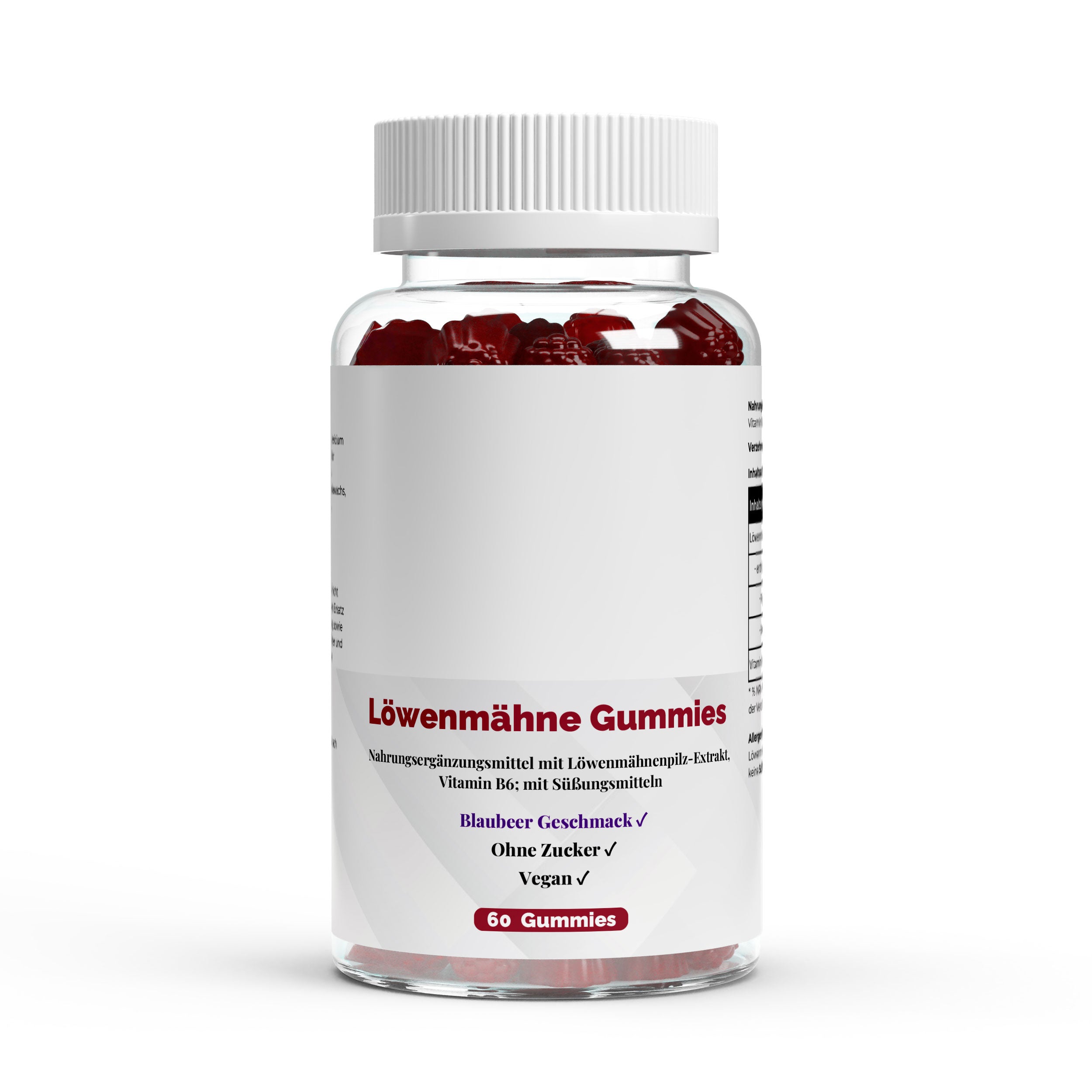 Lion's Mane + Vitamin B6 Gummies – Blueberry, 60 Vegan Gummies | Pure Natura