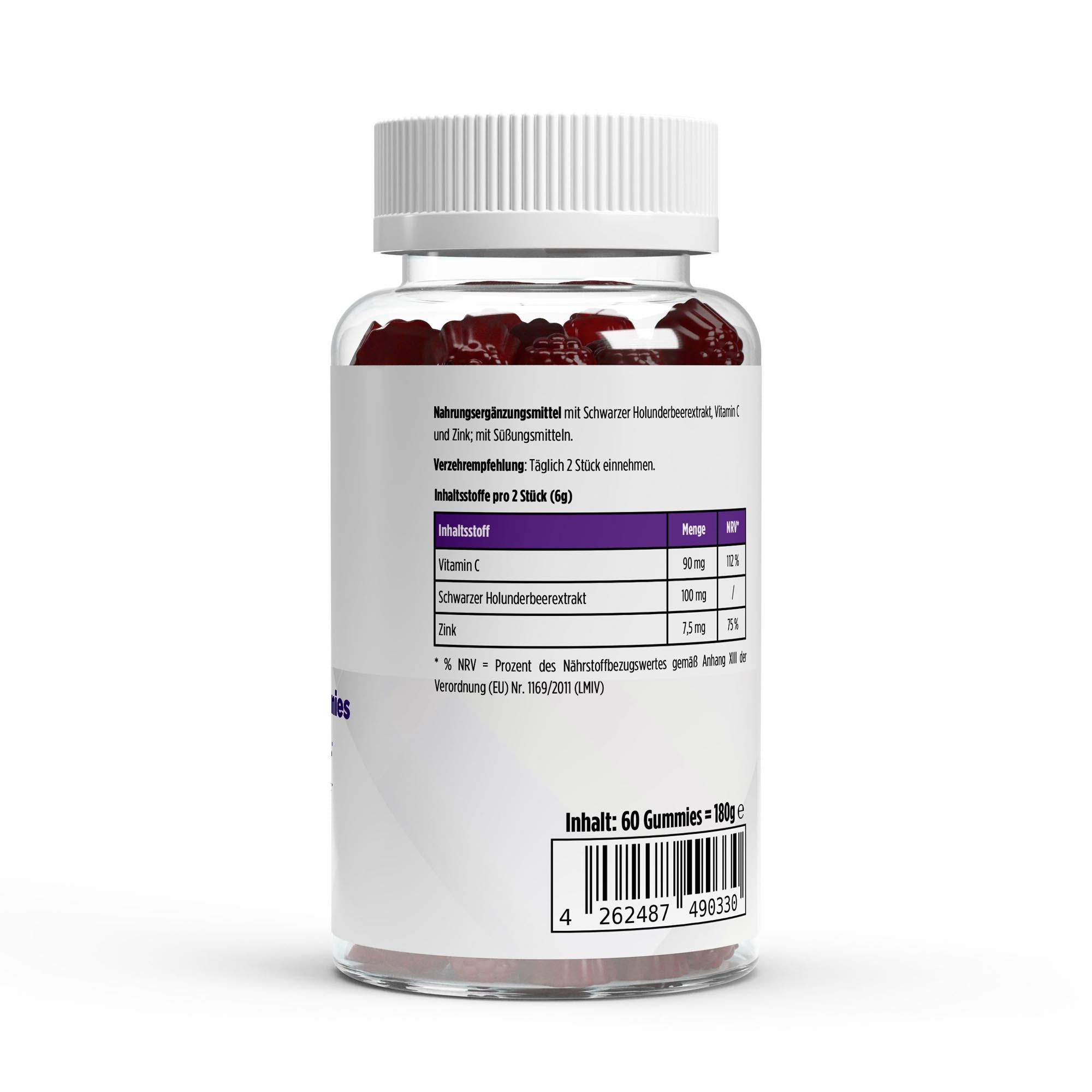 Elderberry + Vitamin C + Zinc Gummies – 60 Vegan Gummies | Pure Natura